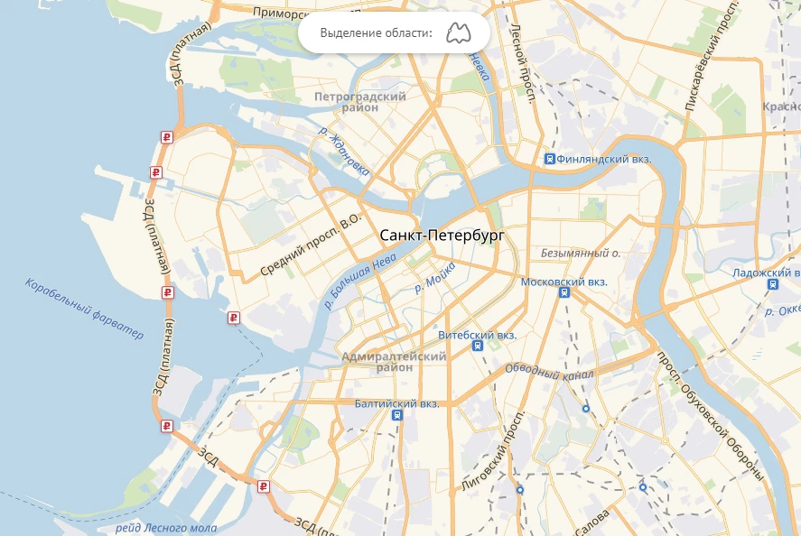 Выделение произвольной области на Яндекс картах